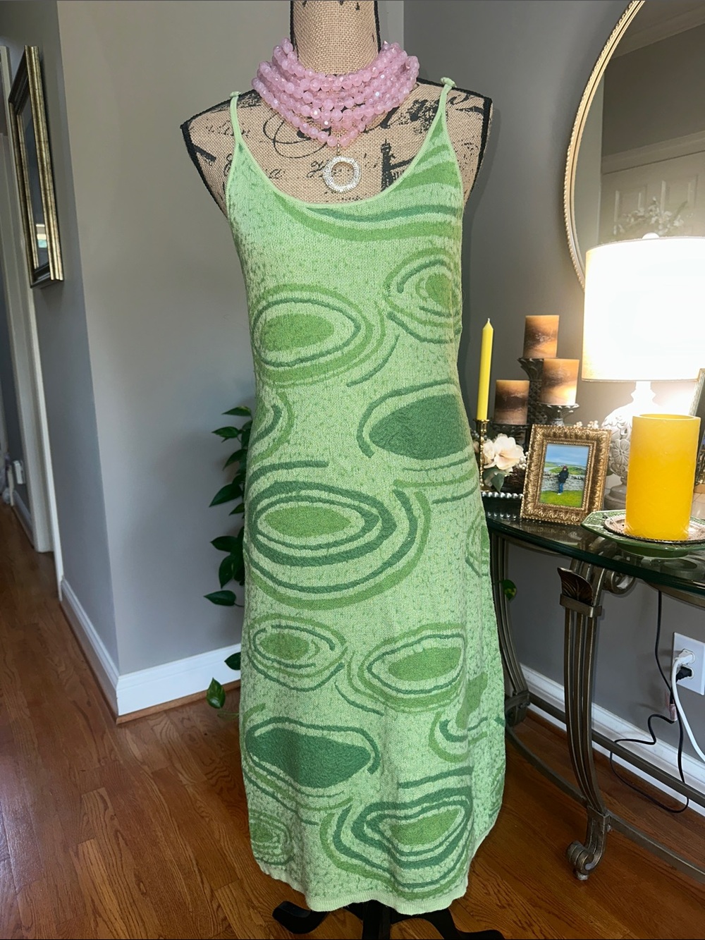 House of Sunny Hockney Dress Lime Green Swirl size 8
